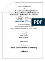 A Study On Customer Buying Behavior Towards Hyundai Motors (I20) With Special Reference To Chinhat Area in Lucknow