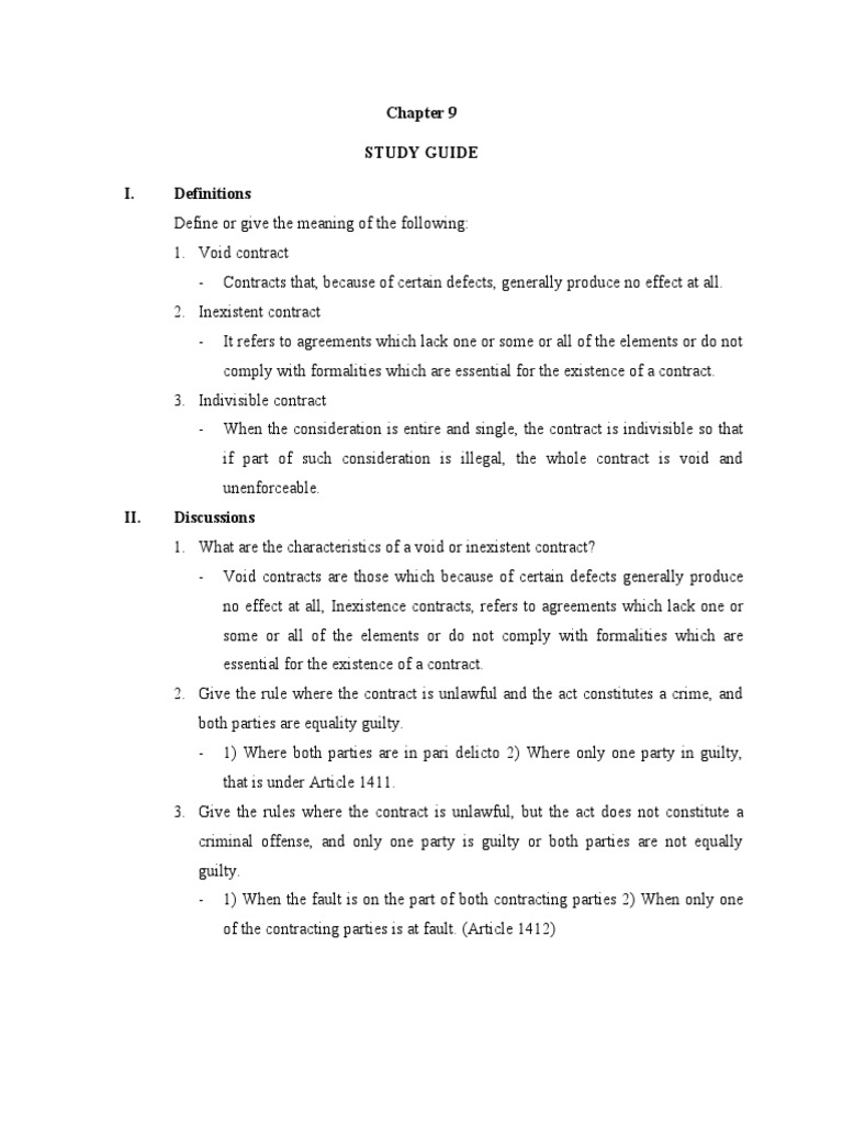 Indivisible and Void Contracts Explained | PDF | Consideration ...