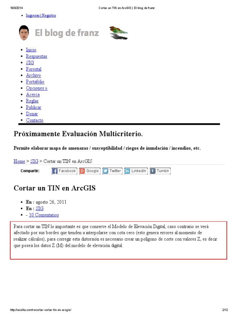 Cortar Un TIN en ArcGIS PDF Sistema de información geográfica Arc Gis