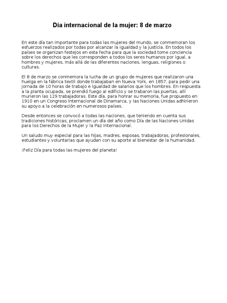 Día Internacional de la Mujer: 8 de marzo | PDF
