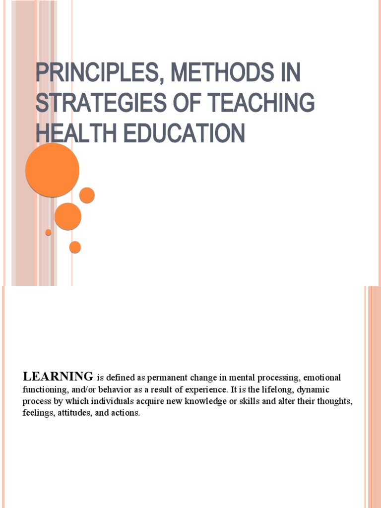 Principles, Methods in Strategies of Teaching Health | PDF ...