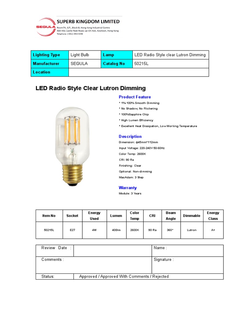Datasheet For LED 50215L PDF Incandescent Light Bulb Electrical