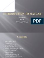 Introduction To Matlab: Manaswi EN1 3 Year 6 Sem