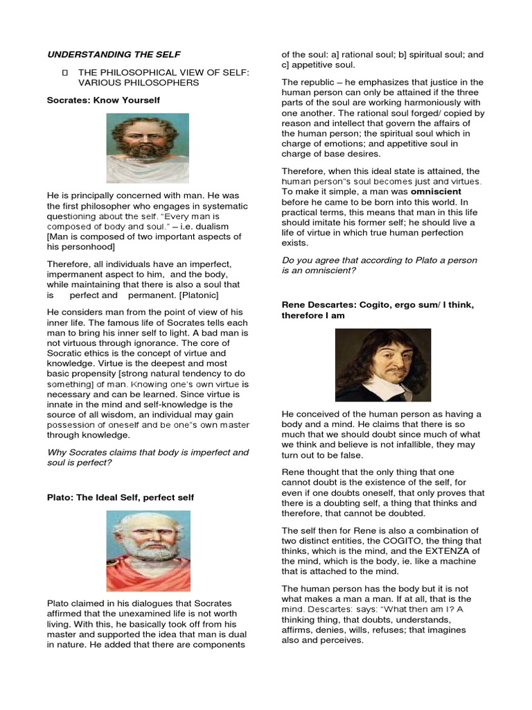 Understanding The Self - Various Philosophers | PDF | Id | Soul