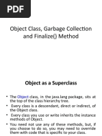 Object Class, Garbage Collection and Finalize Method