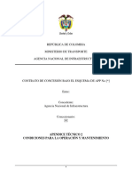 Condiciones operación y mantenimiento vía APP