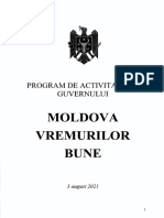 Programul de Activitate Al Guvernului Moldova Vremurilor Bune