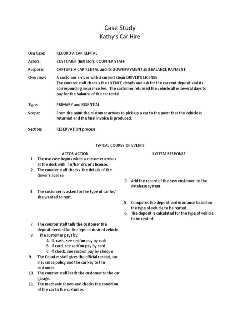 Car Rental Process Case Study | PDF | Cheque | Financial Transaction