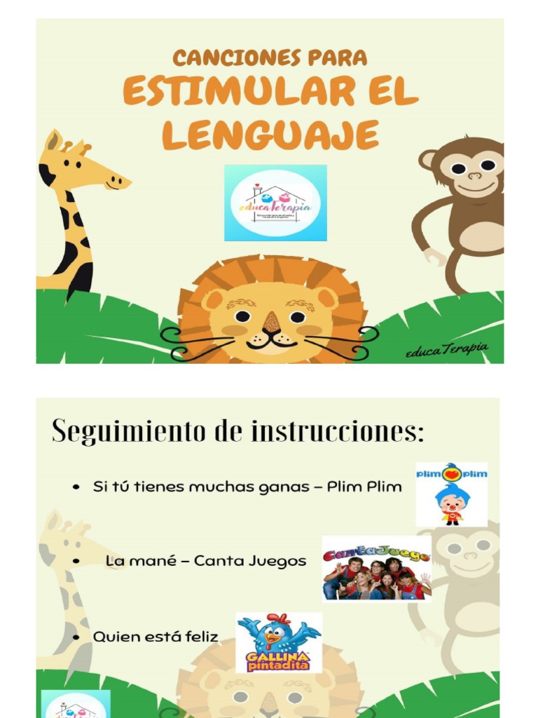 Canciones para Estimular El Lenguaje | PDF