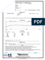 ISO 16063-21 Calibration Certificate for 4-20 mA Velocity Sensor