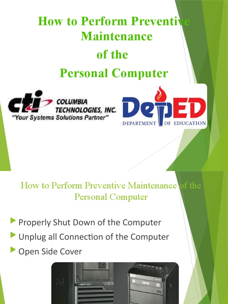 Preventive Maintenance for PCs Guide | PDF | Games & Activities | Computers