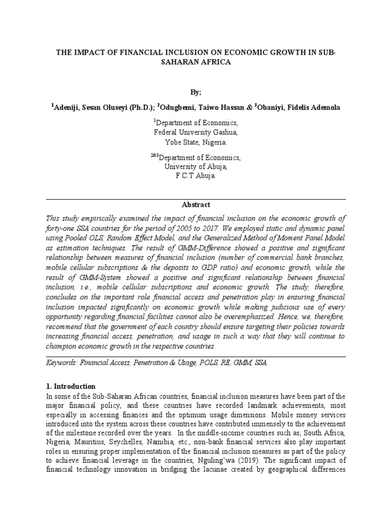 The Impact of Financial Inclusion On Eco | PDF | Regression Analysis ...
