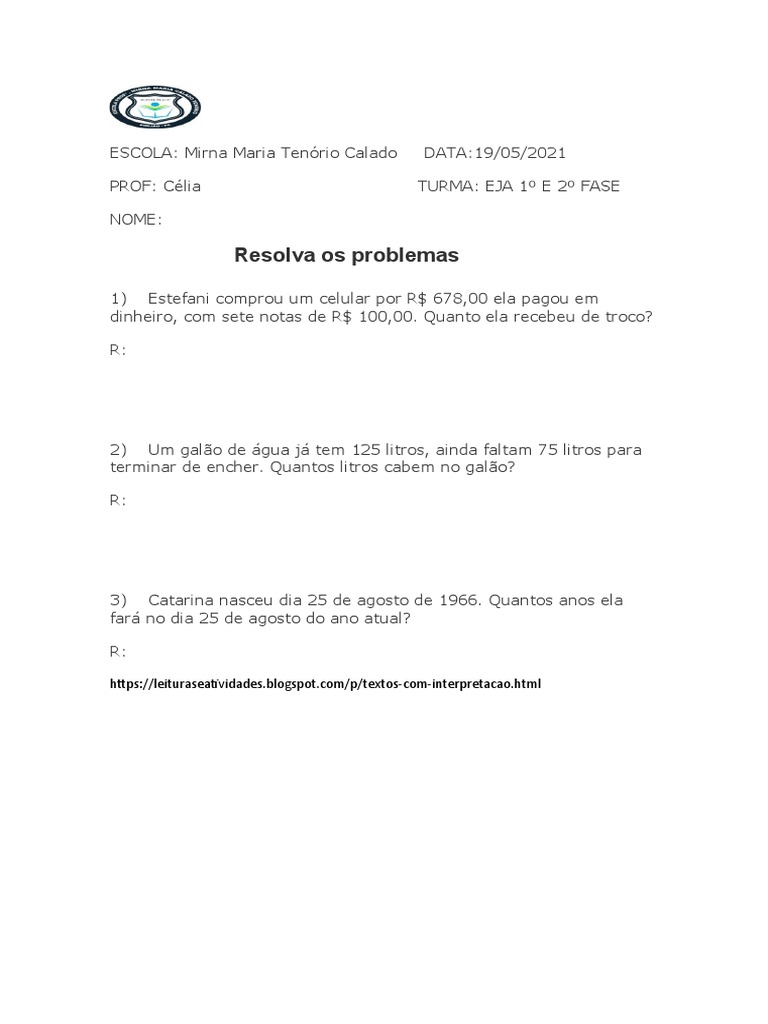 APOSTILA DE MATEM TICA EJA ENSINO FUNDAMENTAL PDF visual data 2