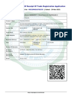 Acknowledgement of Receipt of Trade Registration Application