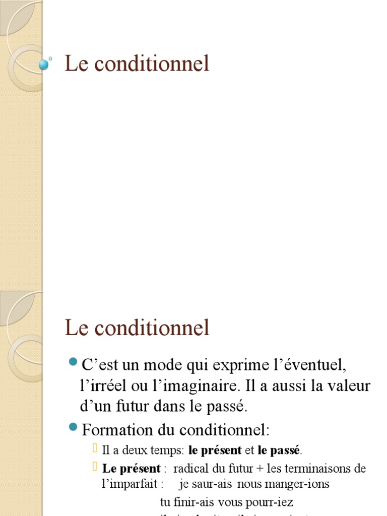 Comprendre le conditionnel en français | PDF | Temps (grammaire ...