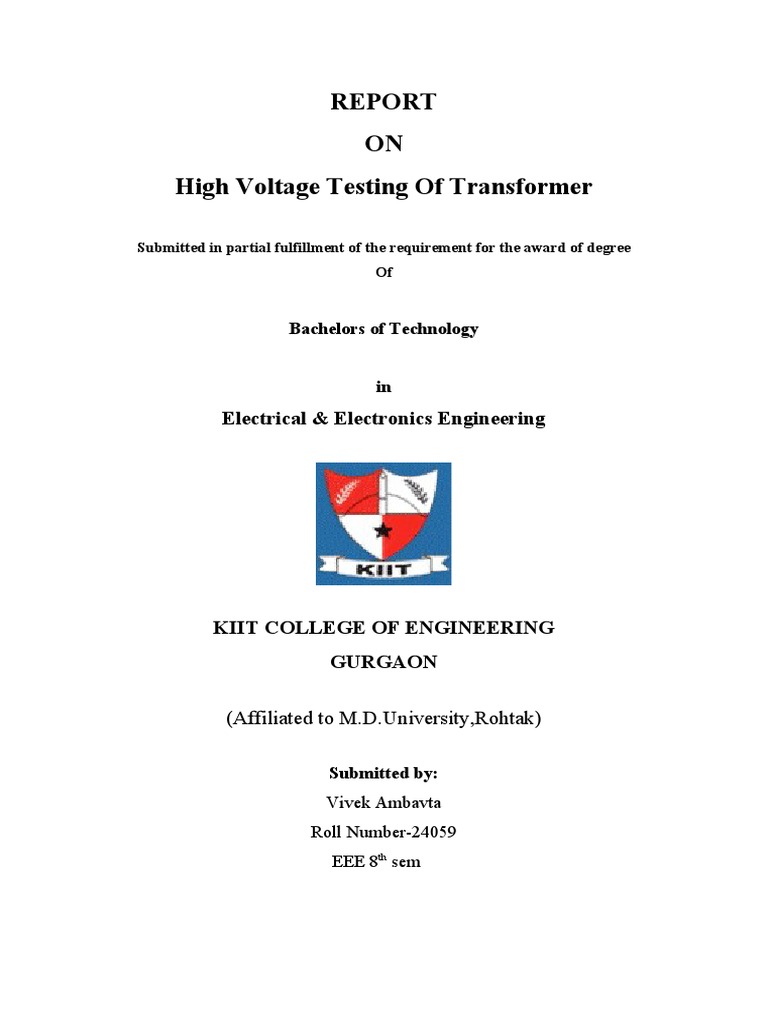 High Voltage Transformer Testing Report | PDF | Academia | Transformer