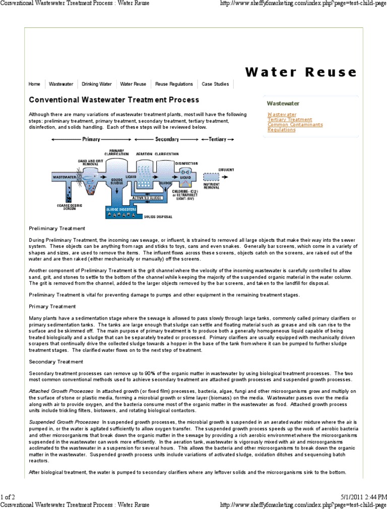 Overview of Conventional Wastewater Treatment | PDF | Sewage Treatment ...