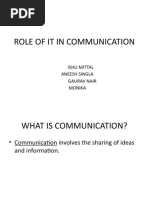 Role of It in Communication: Ishu Mittal Aneesh Singla Gaurav Nair Monika