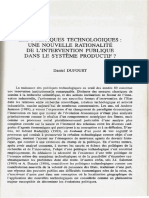 Les Politiques Technologiques: Une Nouvelle Rationalité de L'intervention Publique Dans Le Système Productif