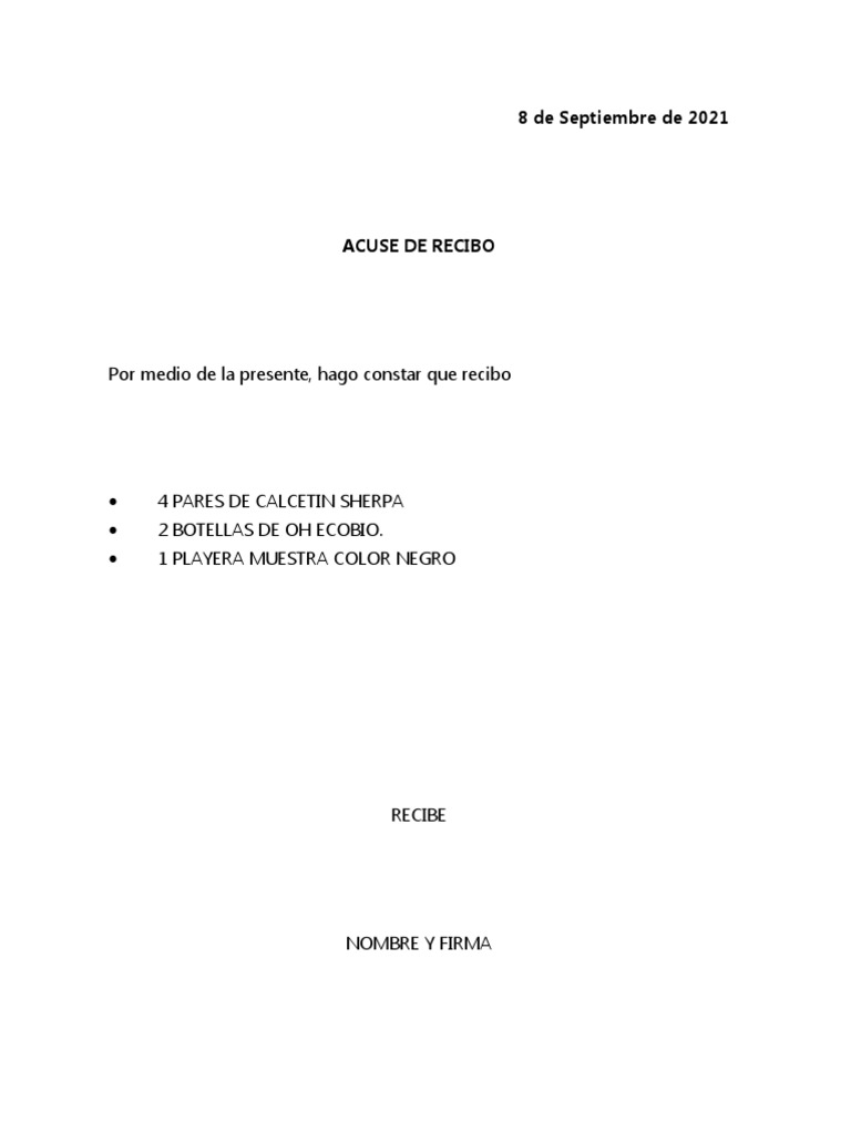 Machote Acuse De Recibo _ Modelo De Acuse De Recibo – PMTSMY