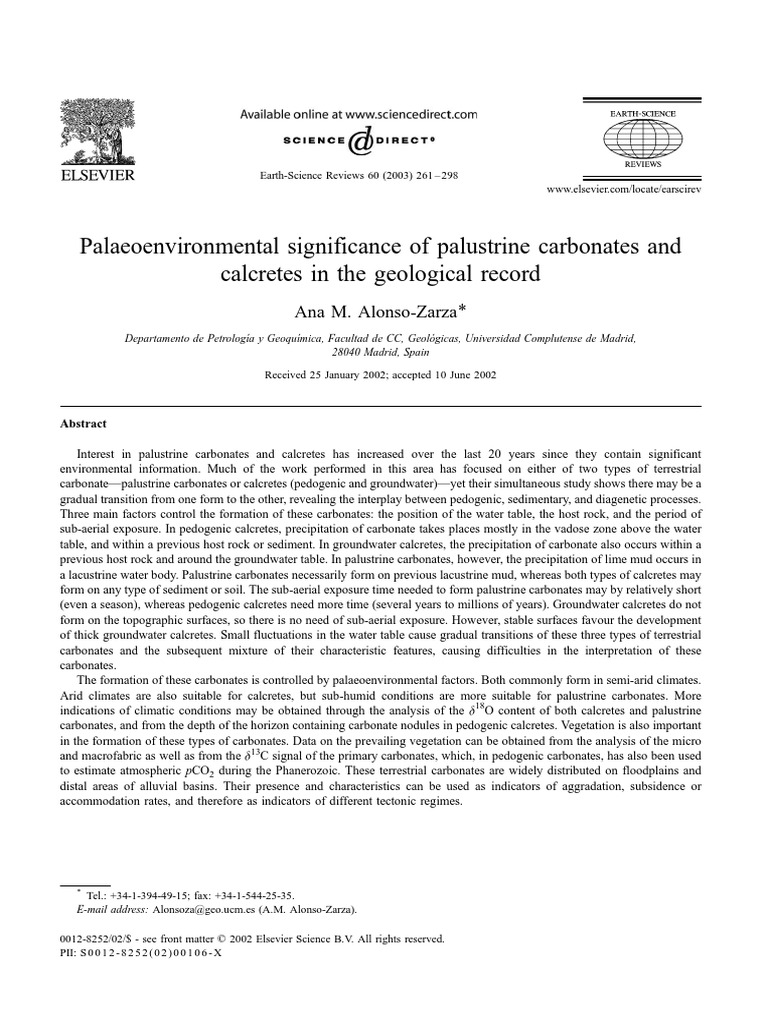 Palaeoenvironmental Significance of Palustrine Carbonates and Calcretes