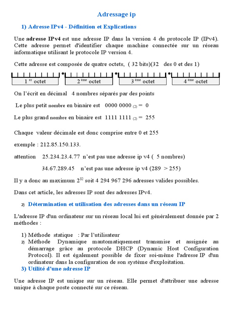 Adressage Ip | PDF | Adresse IP | Protocoles Internet