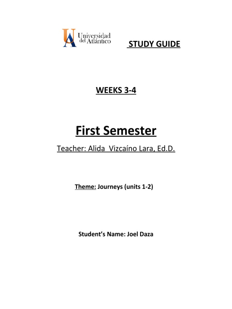 First Semester Study Guide: Weeks 3-4 | PDF
