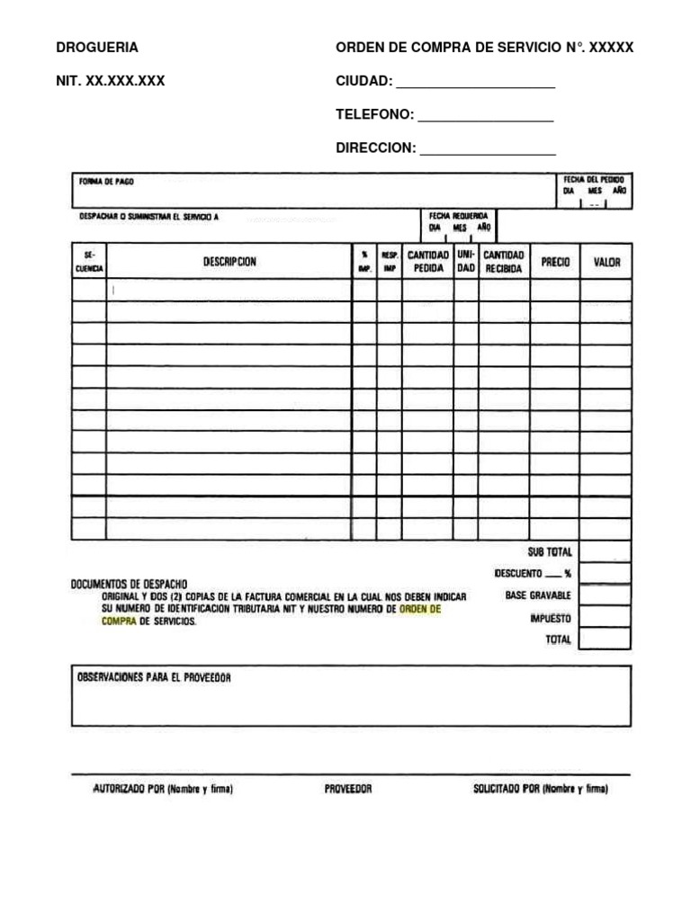 Orden de Compra de Servicio Droguería | PDF | Ciencias sociales | Derecho
