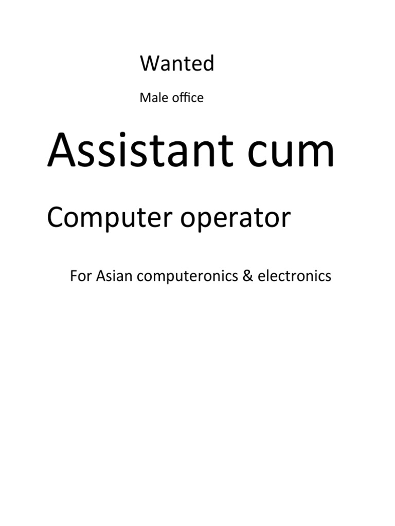 Male Office Assistant Wanted - Apply Now | PDF