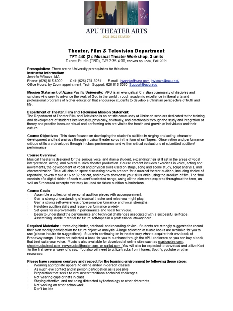 Musical Theater Workshop Course Details | PDF | Information Literacy ...