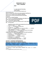 Interested / Interesting Bored / Boring: Worksheet Unit 2 Level 2-Reading ACTIVITY 1: Grammar