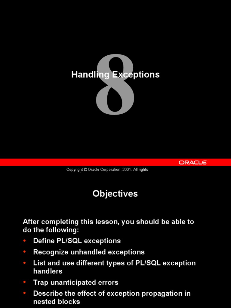 Exception types In Oracle PL/SQL. Types of exceptions Named system  exceptions –Raised as a result of an error in PL/SQL or RDBMS processing.  Named programmer-defined. - ppt download
