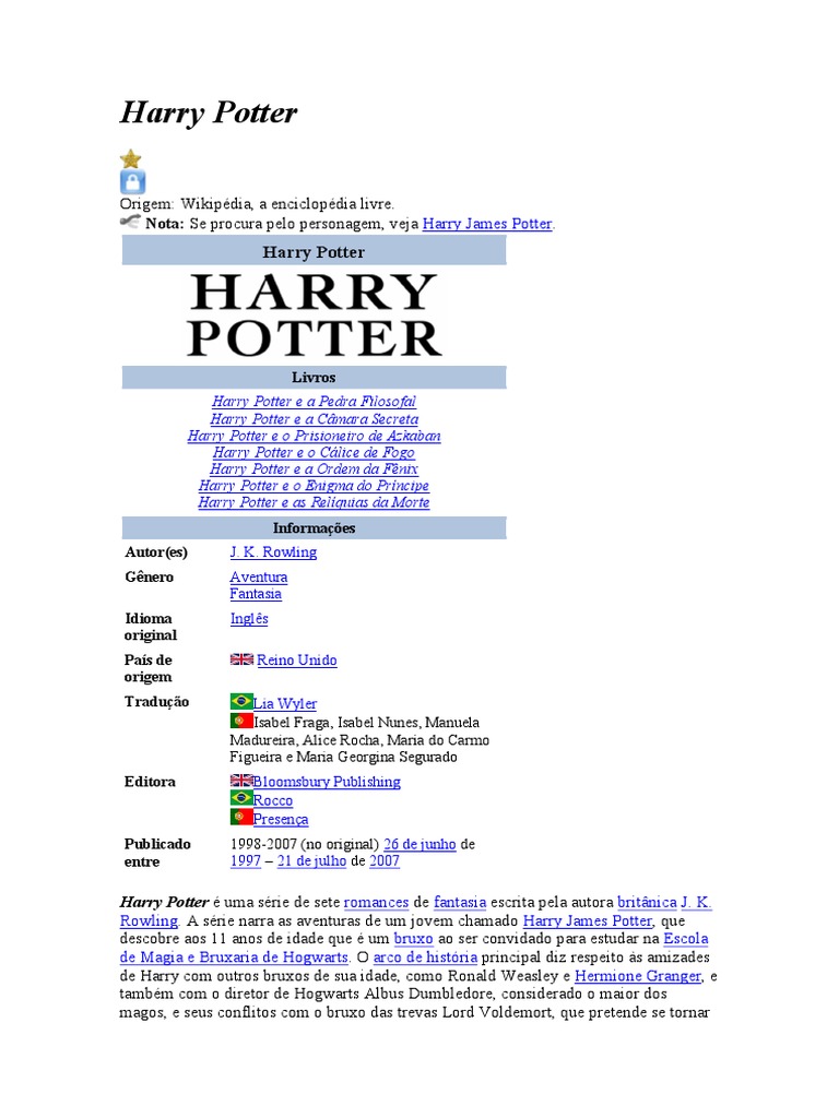 Poções em Harry Potter - Wikipedia, PDF, Harry Potter