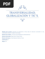 Transversalidad, Globalización y TICS Búsqueda de Información en Línea, Tipos de Relaciones, Ventajas y Desventajas
