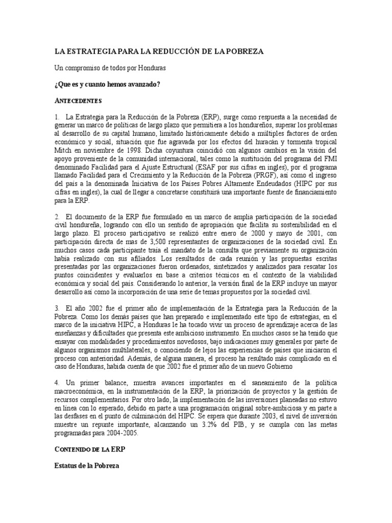 La Estrategia para La Reducción de La Pobreza 5 | PDF | Pobreza ...