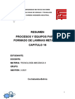Resumen Capitulo 16 Procesos y Equipos para El Formado de Laminas Metalicas - Manufactura