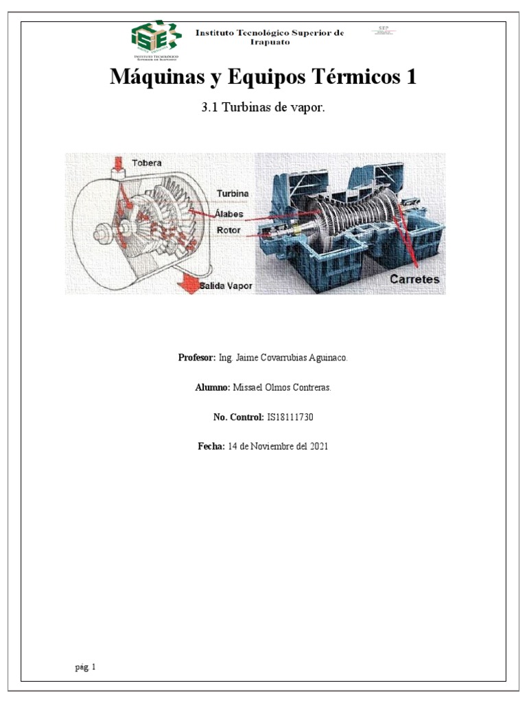 Clasificación y Funcionamiento de Turbinas de Vapor | PDF | Vapor | Turbina