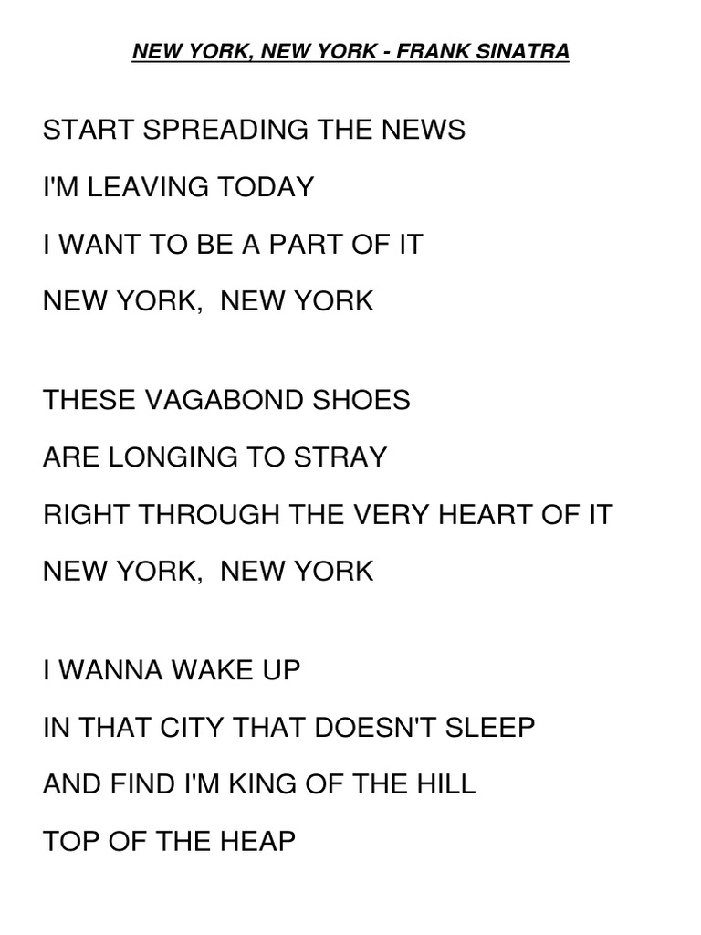 New York, New York Frank Sinatra PDF