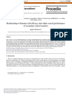 Relationship of Internet Self-Efficacy and Online Search Performance of Secondary School Teachers