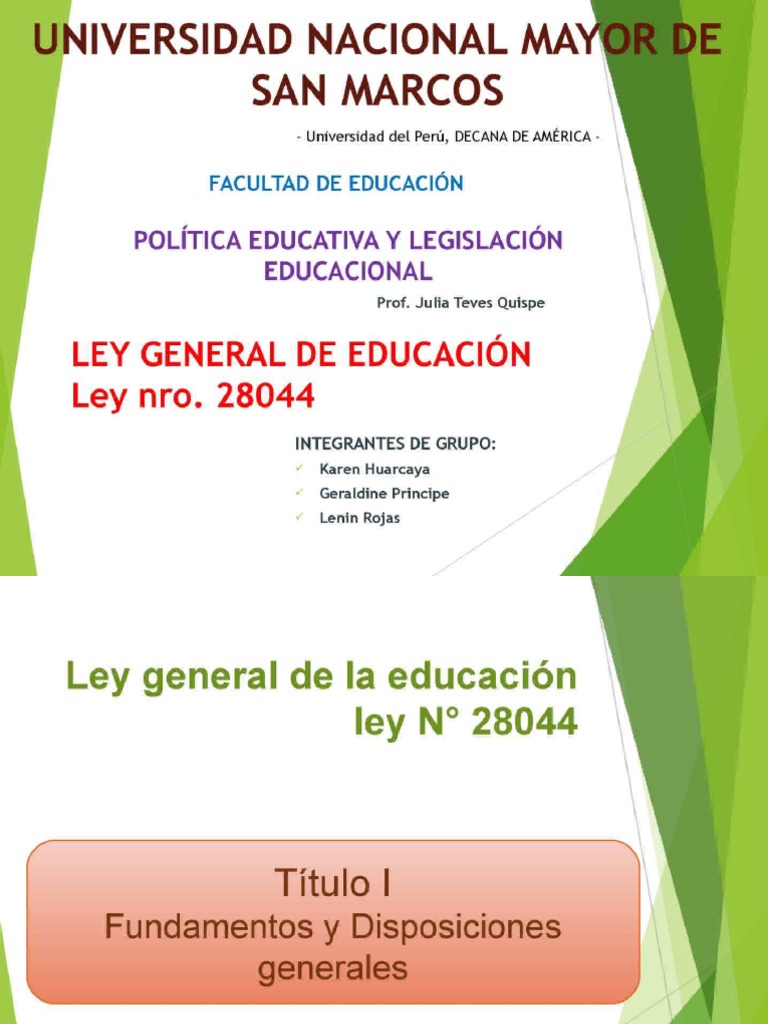 Ley General de Educacion 28044 | PDF