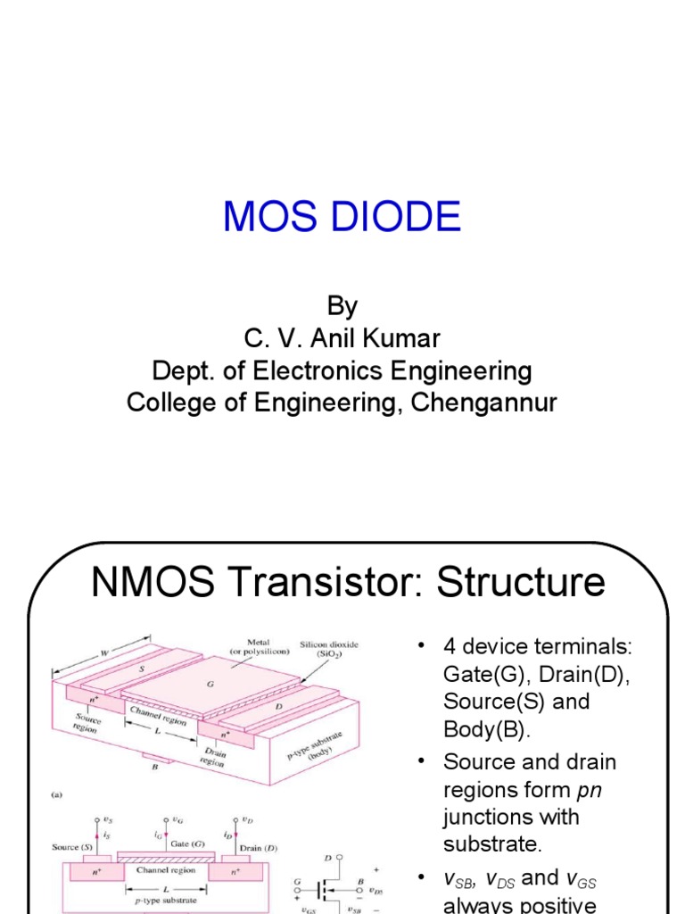Mos Diode: by C. V. Anil Kumar Dept. of Electronics Engineering College ...