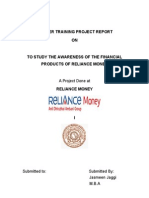Reliance Money Project Report on Financial Awareness