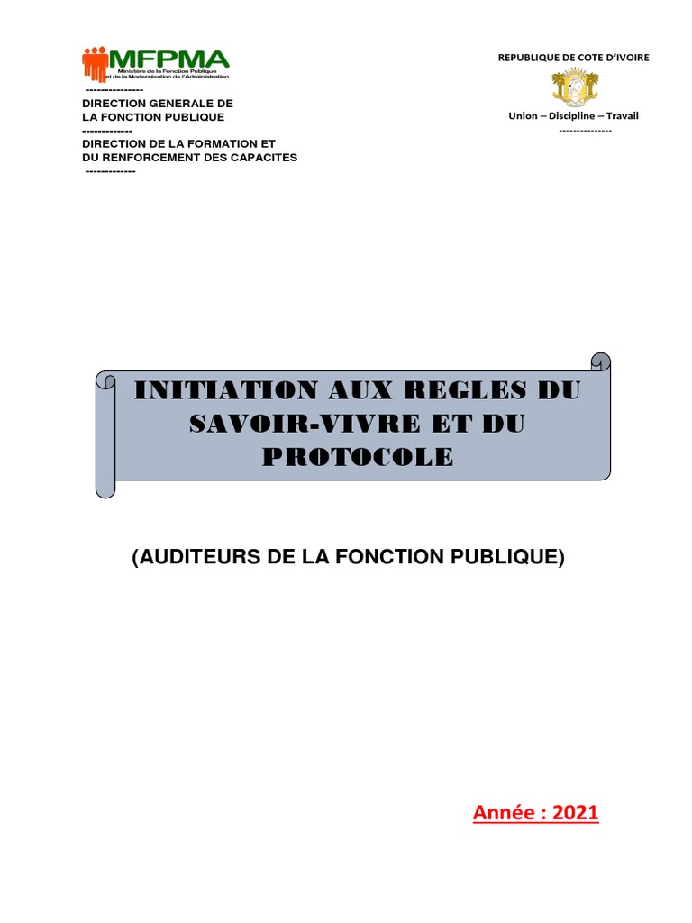Les 50 Règles D or Du Savoir vivre Pdf Cours de Savoir Vivre Et Du Protocole | PDF | Repas | Étiquette