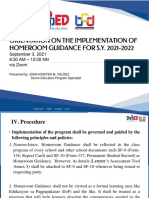 Implementation of Homeroom Guidance for SY 2021-2022