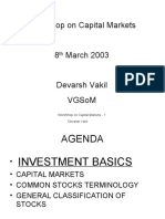 Workshop On Capital Markets - 1 Devarsh Vakil