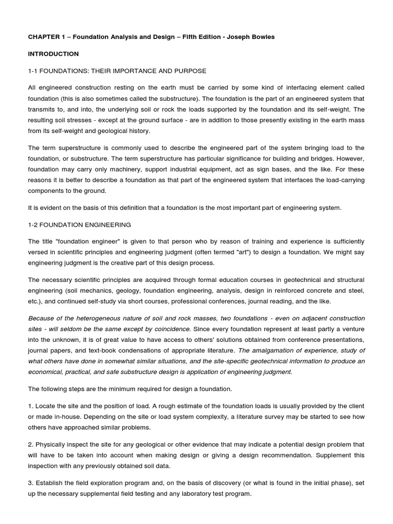 Foundation Analysis and Design Fifth Edition Joseph Bowles PDF Deep Foundation