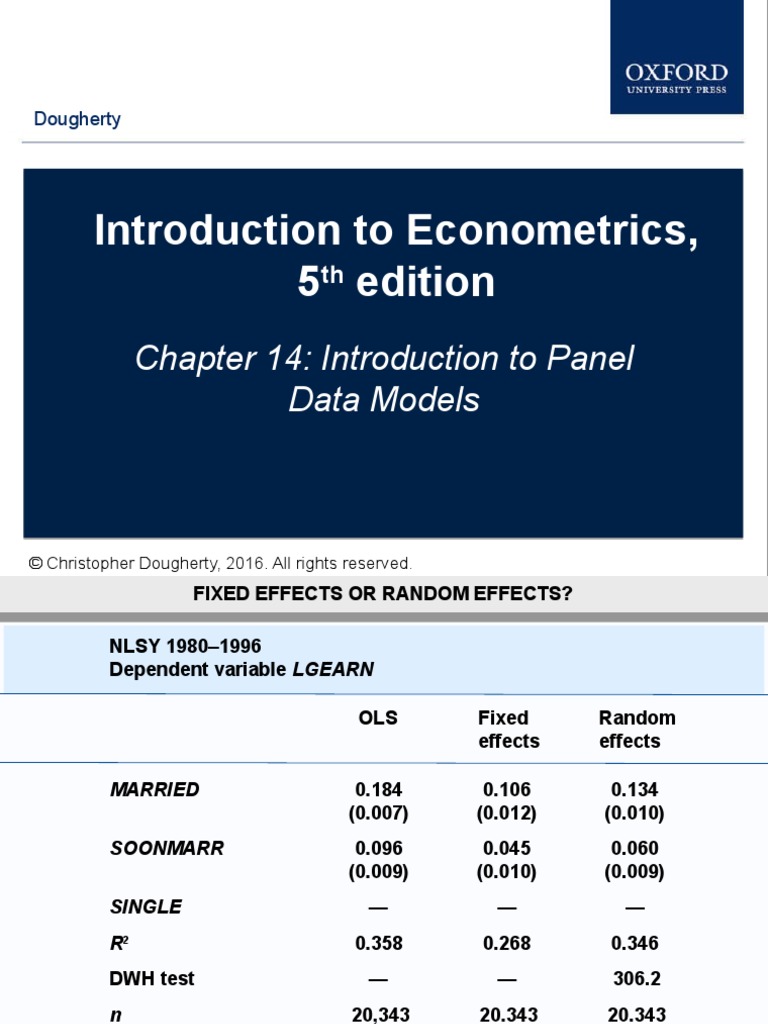 Introduction To Econometrics, 5 Edition PDF Fixed Effects Model Ordinary Least Squares