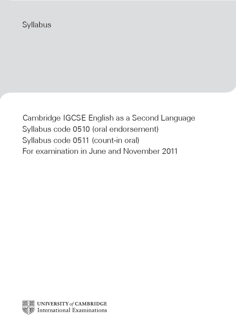 IGCSE ESL Syllabus Overview 0510/0511 | PDF | Test (Assessment ...