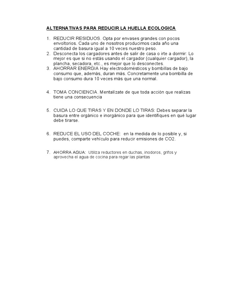 Alternativas para Reducir La Huella Ecologica: Ahorra Agua | PDF ...