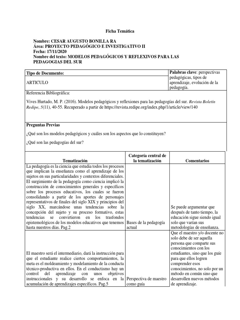 Modelos Pedagógicos del Sur 2016 | PDF